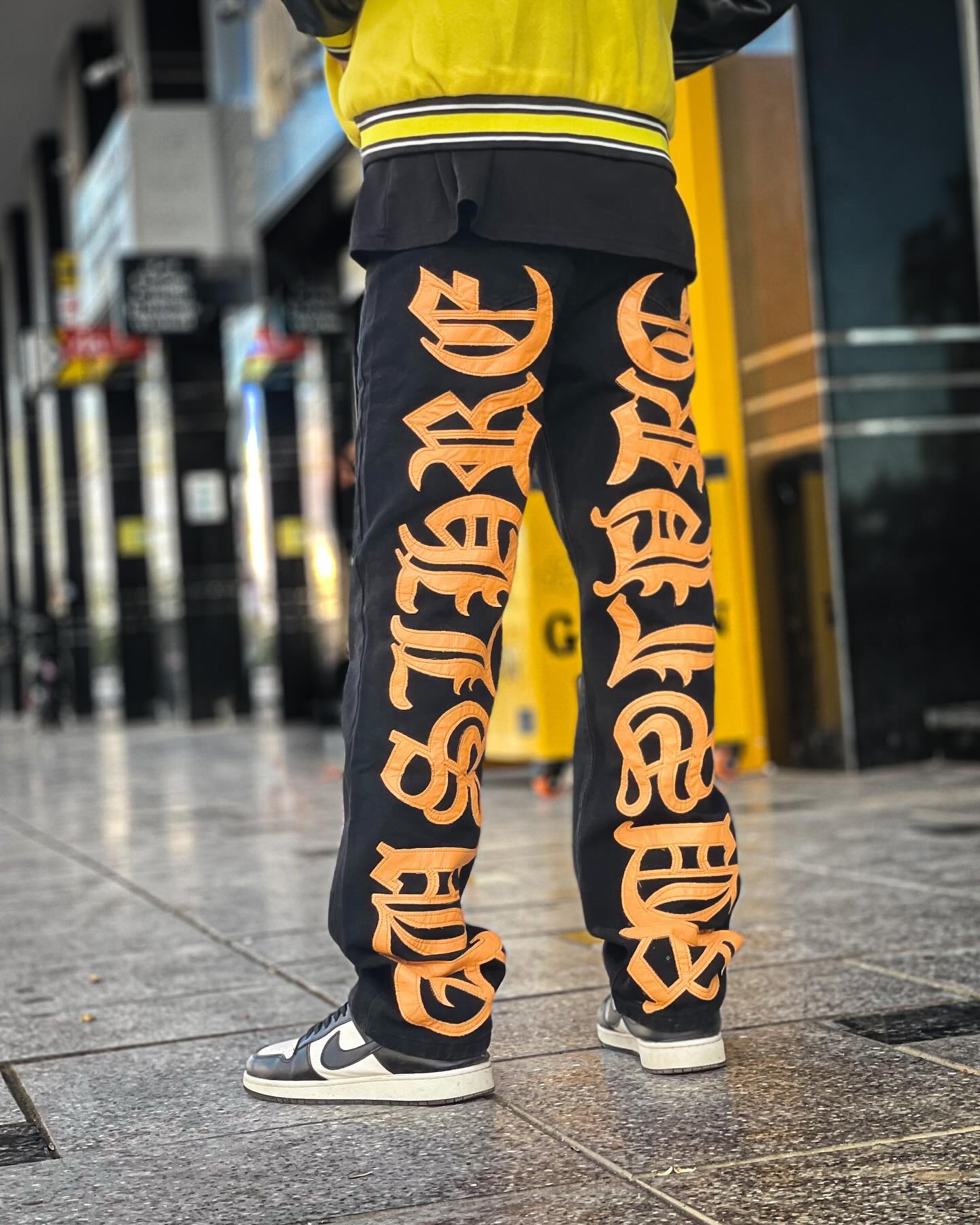 Thesupermade Burning Text Embroidered Letters Jeans -1478