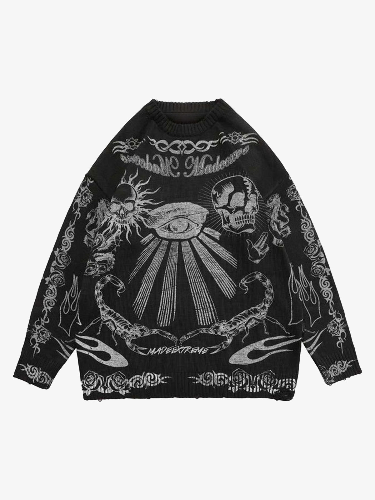 Thesupermade – Pullover mit Totenkopf-Print im Used-Look – 1002 
