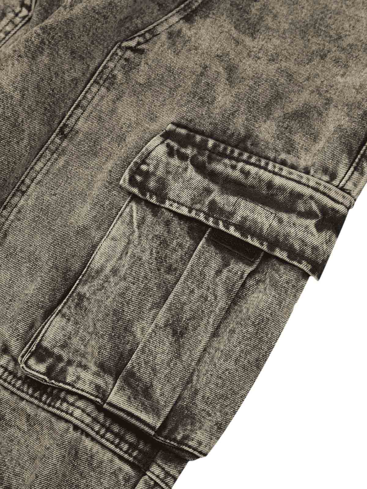 Thesupermade American Street Style Washed Distressed Work Jeans