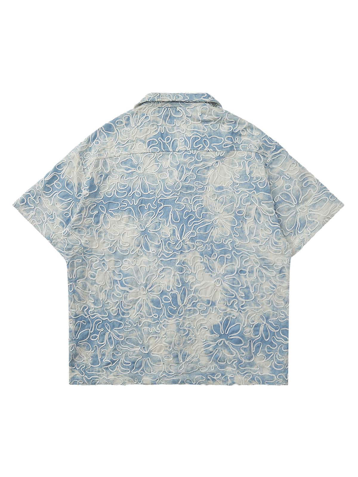 Thesupermade Ink Tie-dye Floral Hip-hop Short-sleeved Shirt