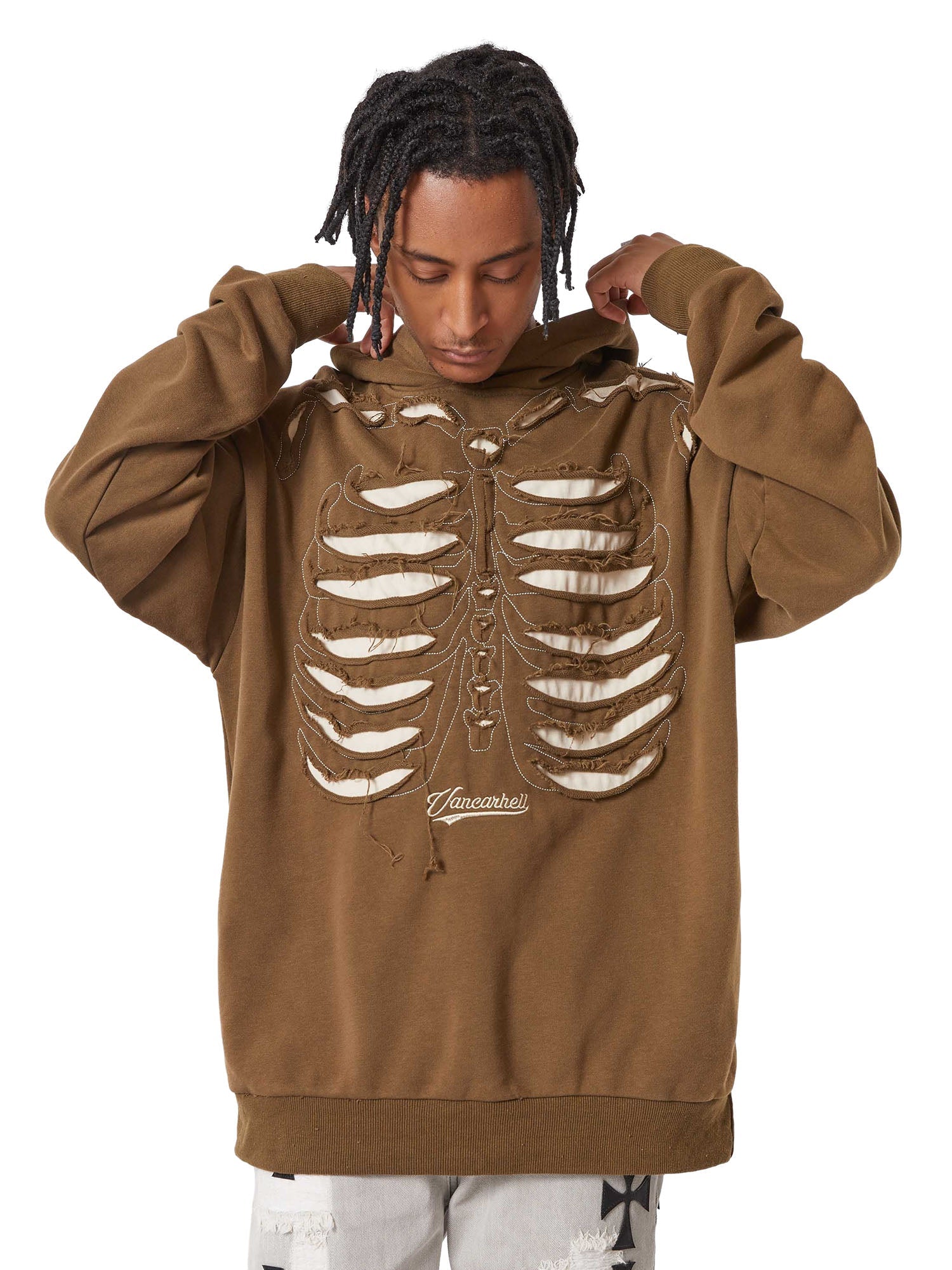 Thesupermade – Gewaschenes und gealtertes Kapuzensweatshirt – 1674 