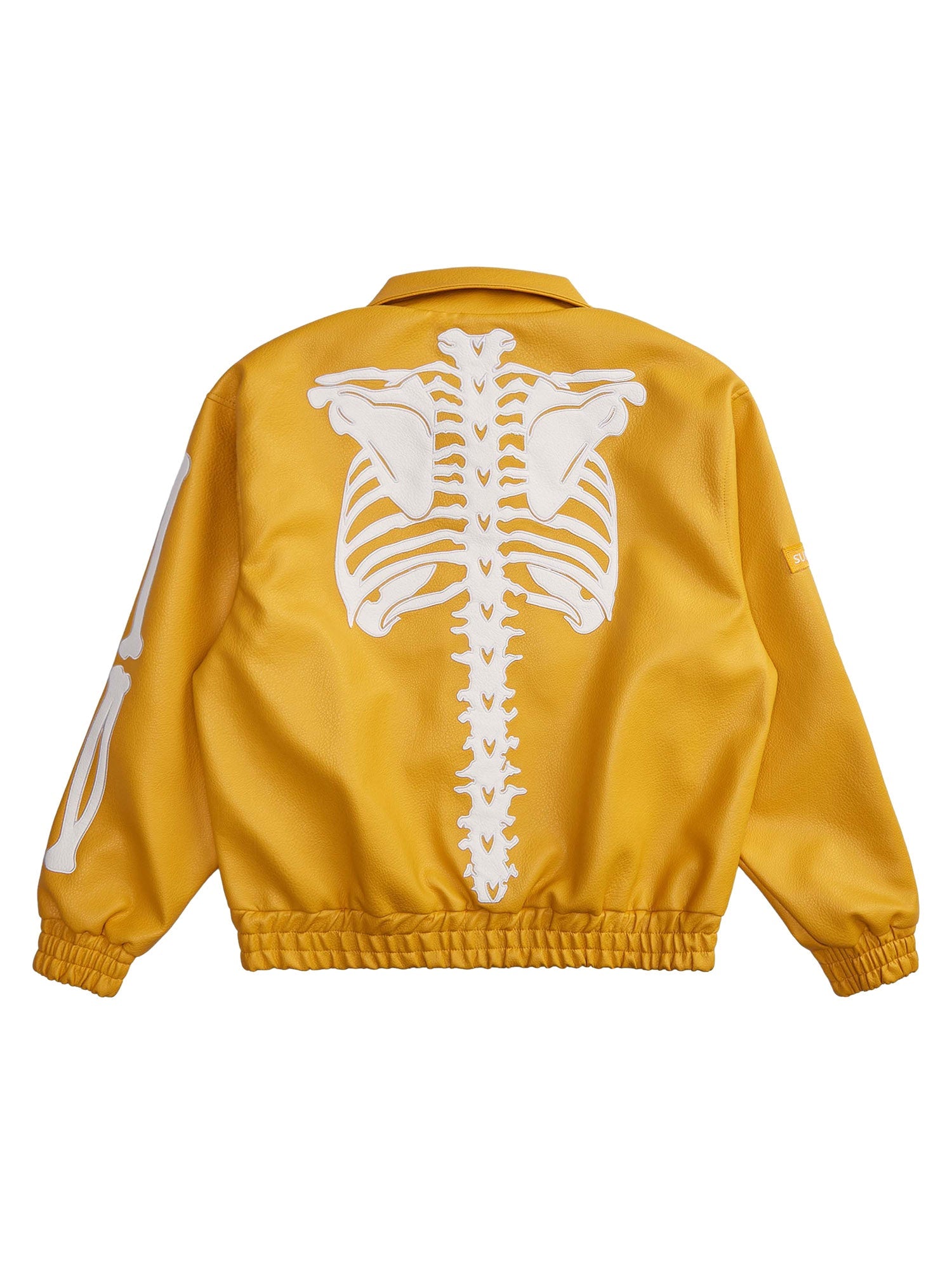 Thesupermade Hip Hop Bones Embroidered Leather Jacket - 1833