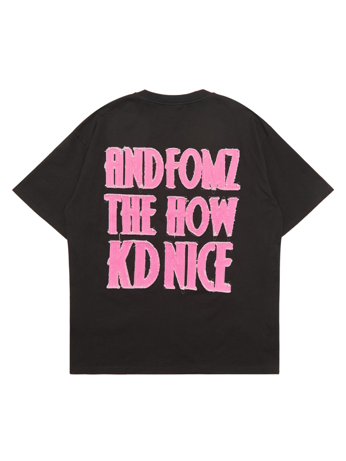 Thesupermade – Street-Rap-T-Shirt mit rosa Buchstaben-Applikation – 2145 
