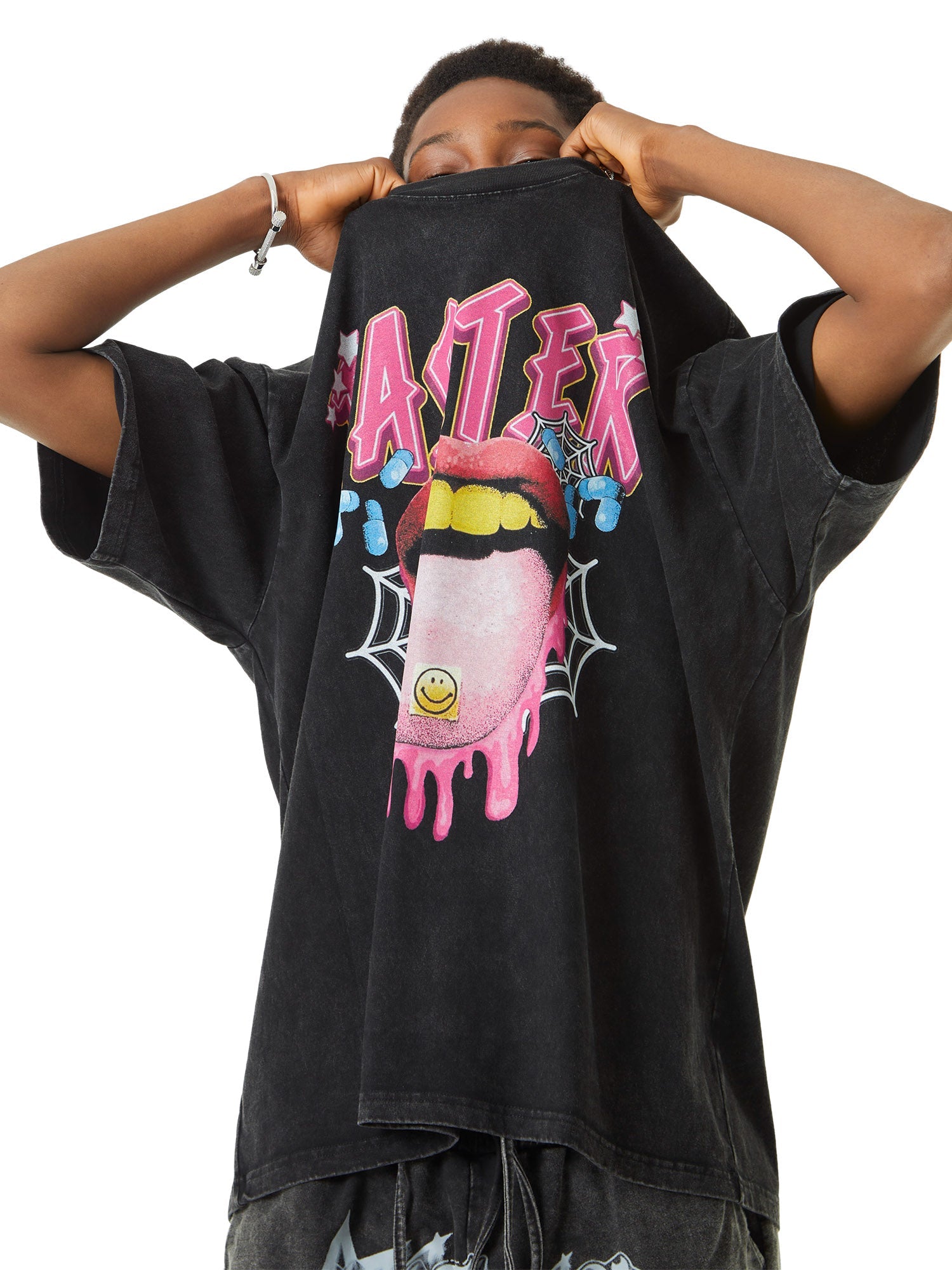 Thesupermade Creative Fun Big Tongue Print T-shirt - 2086