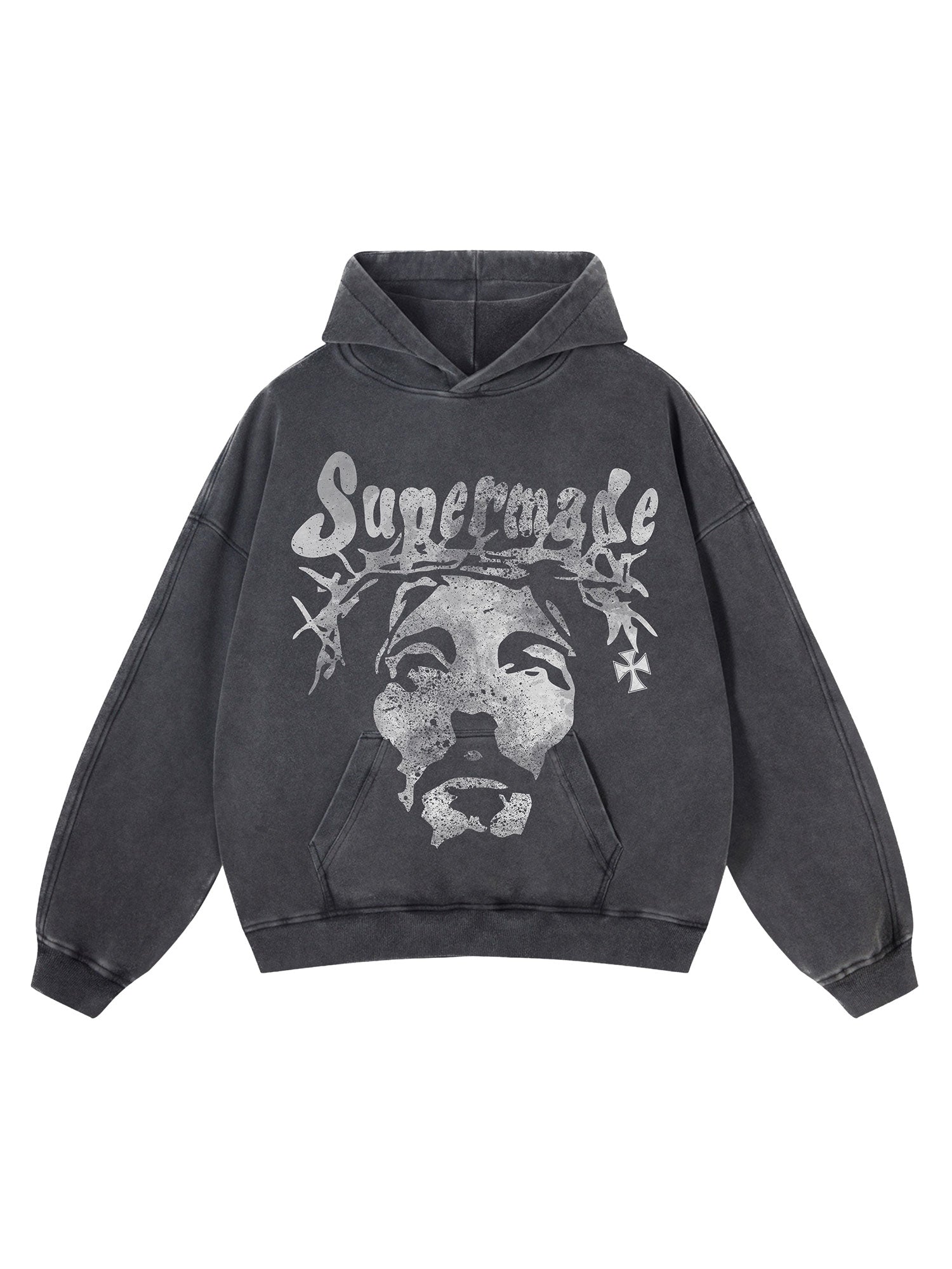 Thesupermade Heavy Washed Jesus Graphic Hoodie – 1973
