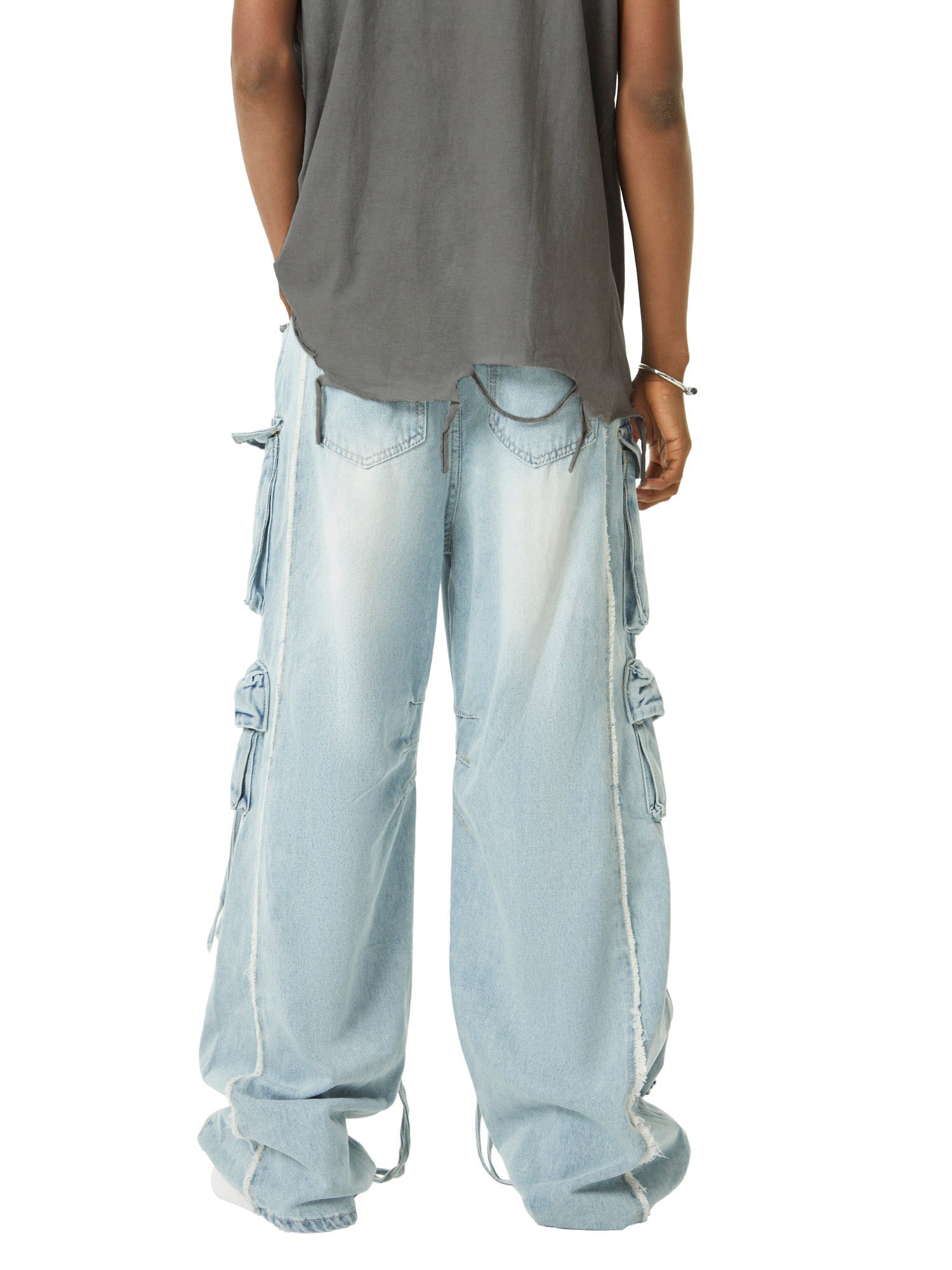 Jean cargo délavé multi-poches de travail Supermade - 1830