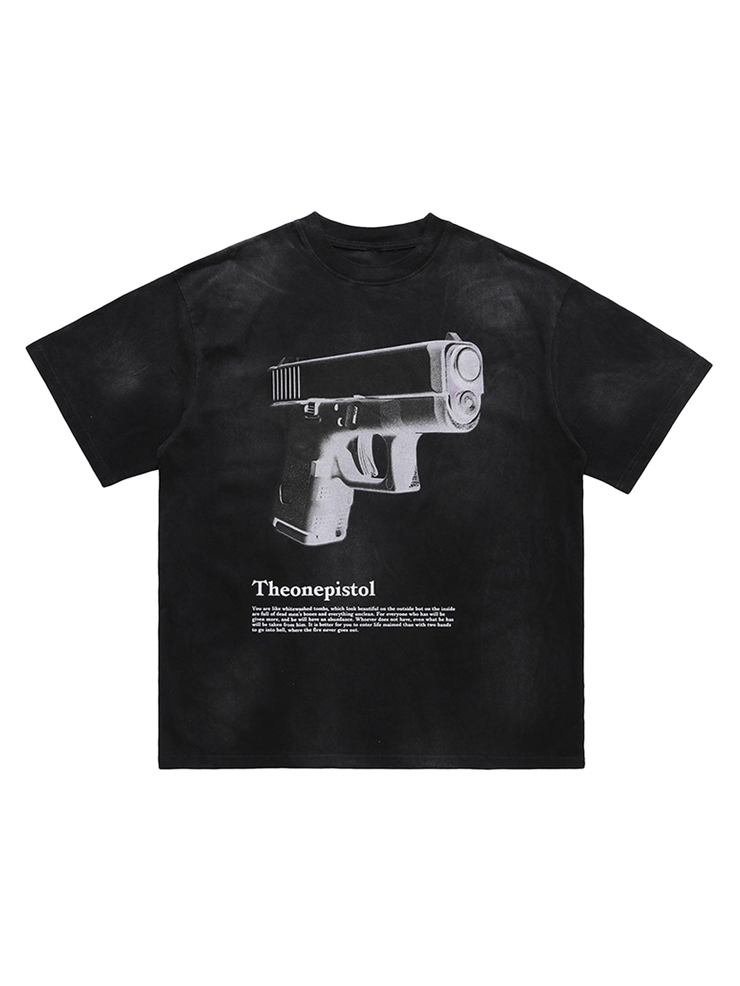 Thesupermade Fun Three-dimensional Pistol Print Loose T-shirt