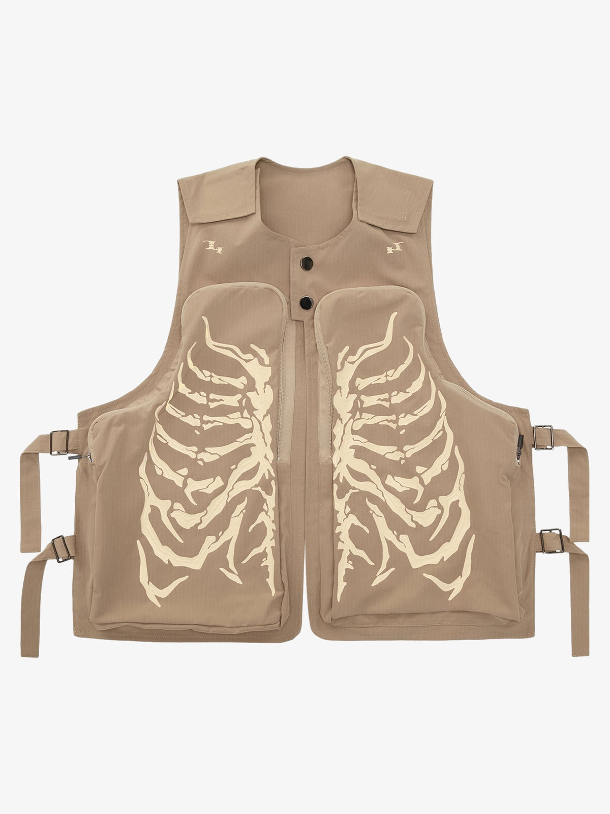 Thesupermade Gepolsterte Cargo-Weste mit Skelett-Print -1201