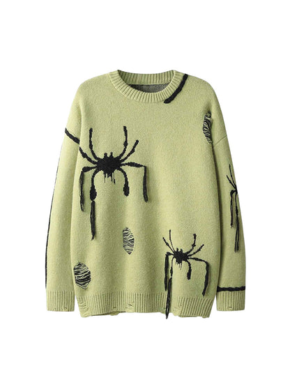 Thesupermade – Oversize-Pullover im Distressed-Look mit Spinnenmuster