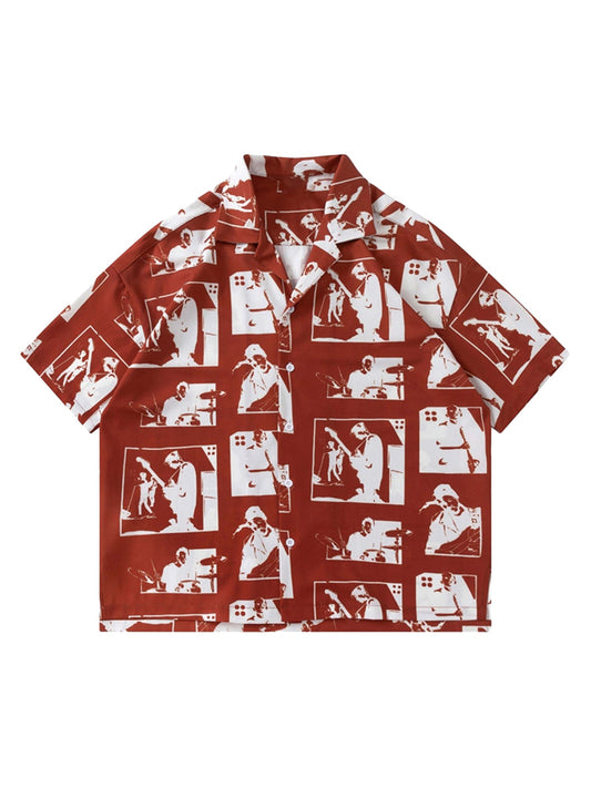 Chemise à manches courtes à motif portrait Thesupermade