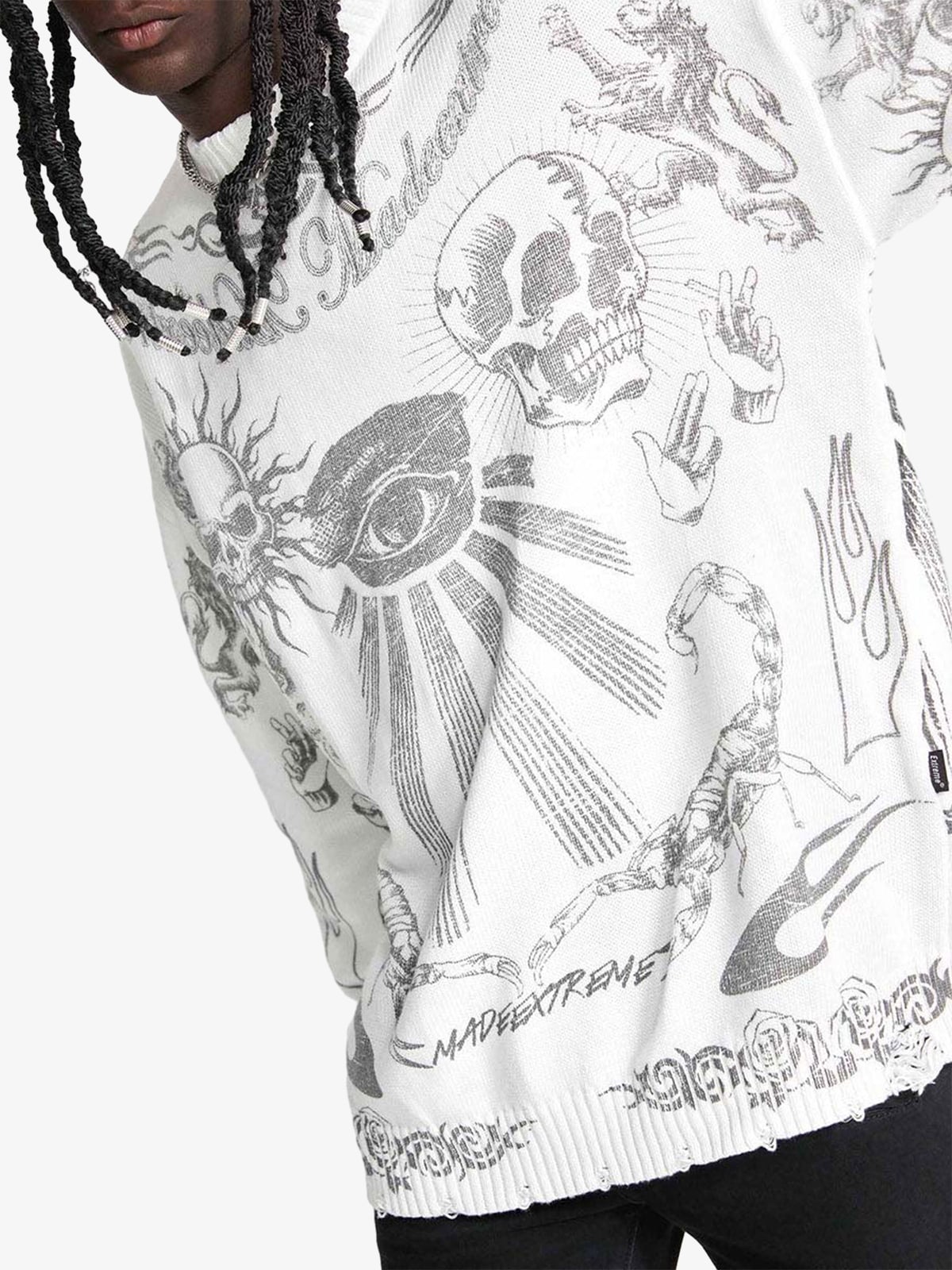 Thesupermade – Pullover mit Totenkopf-Print im Used-Look – 1002 