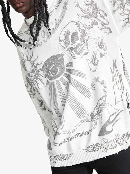 Thesupermade – Pullover mit Totenkopf-Print im Used-Look – 1002 