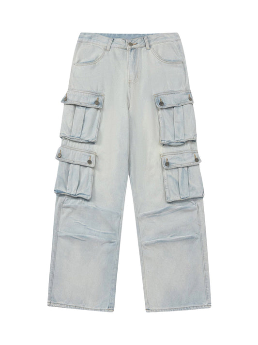 Jean de travail multi-poches délavé vintage Thesupermade