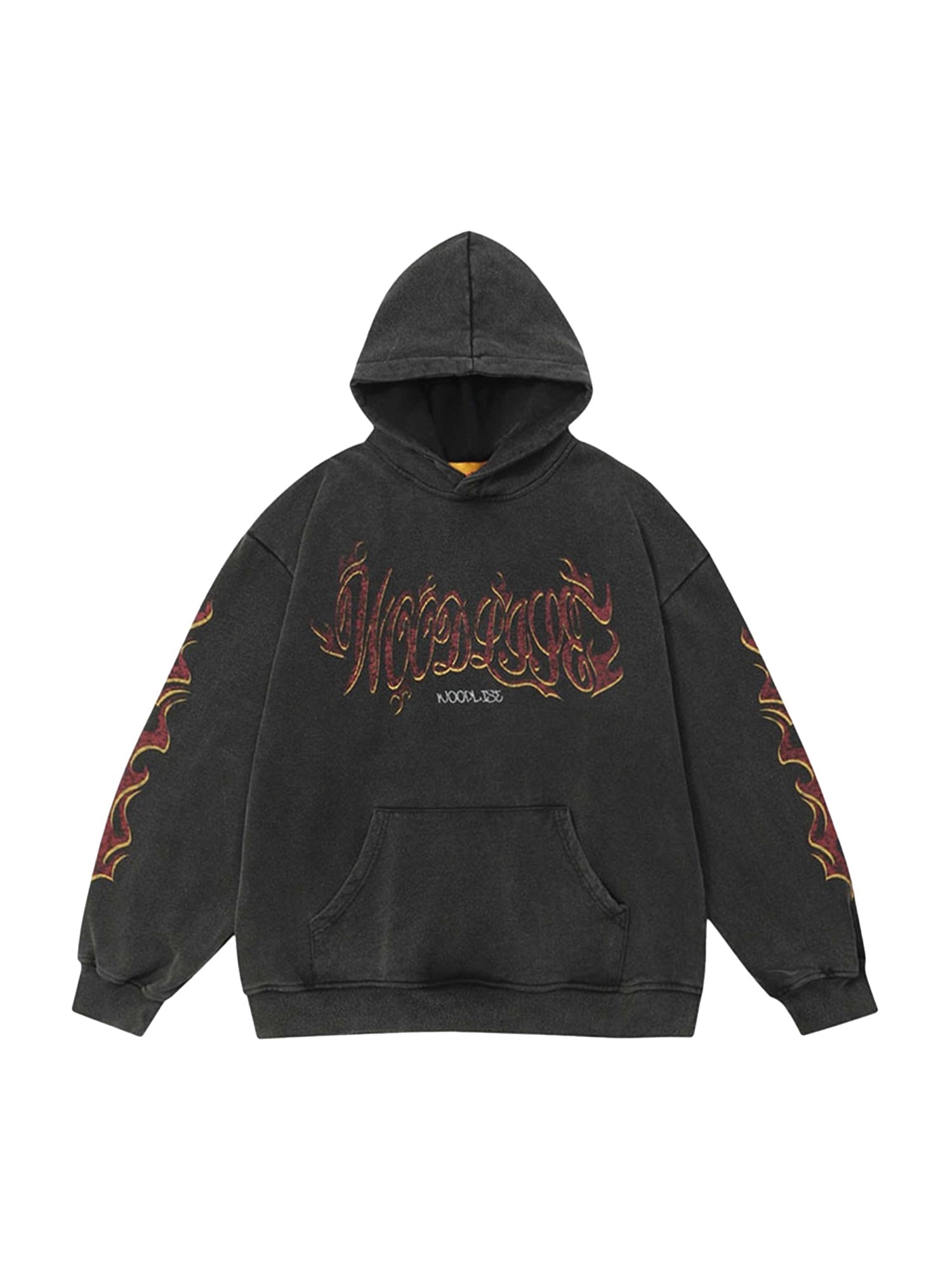 Thesupermade Flame Letter Washed Kapuzenpullover – 2216