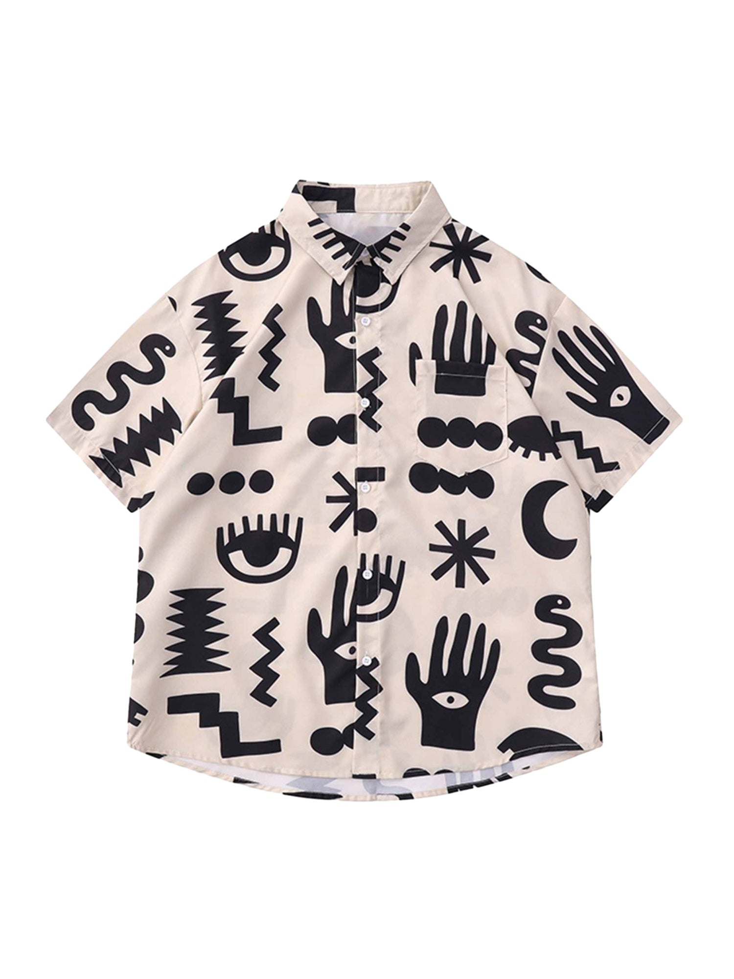 Thesupermade Vintage Full Print Lapel Short Sleeve Shirt