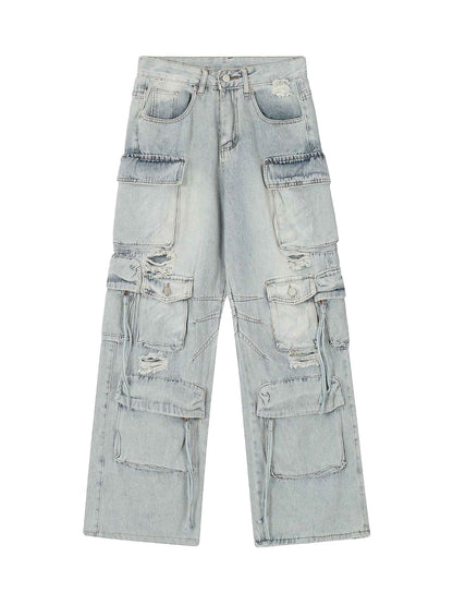 Jean cargo délavé multi-poches de travail Supermade - 1830