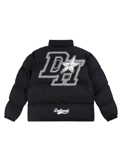 Daunenjacke mit Retro-Buchstaben-Print - 1393 
