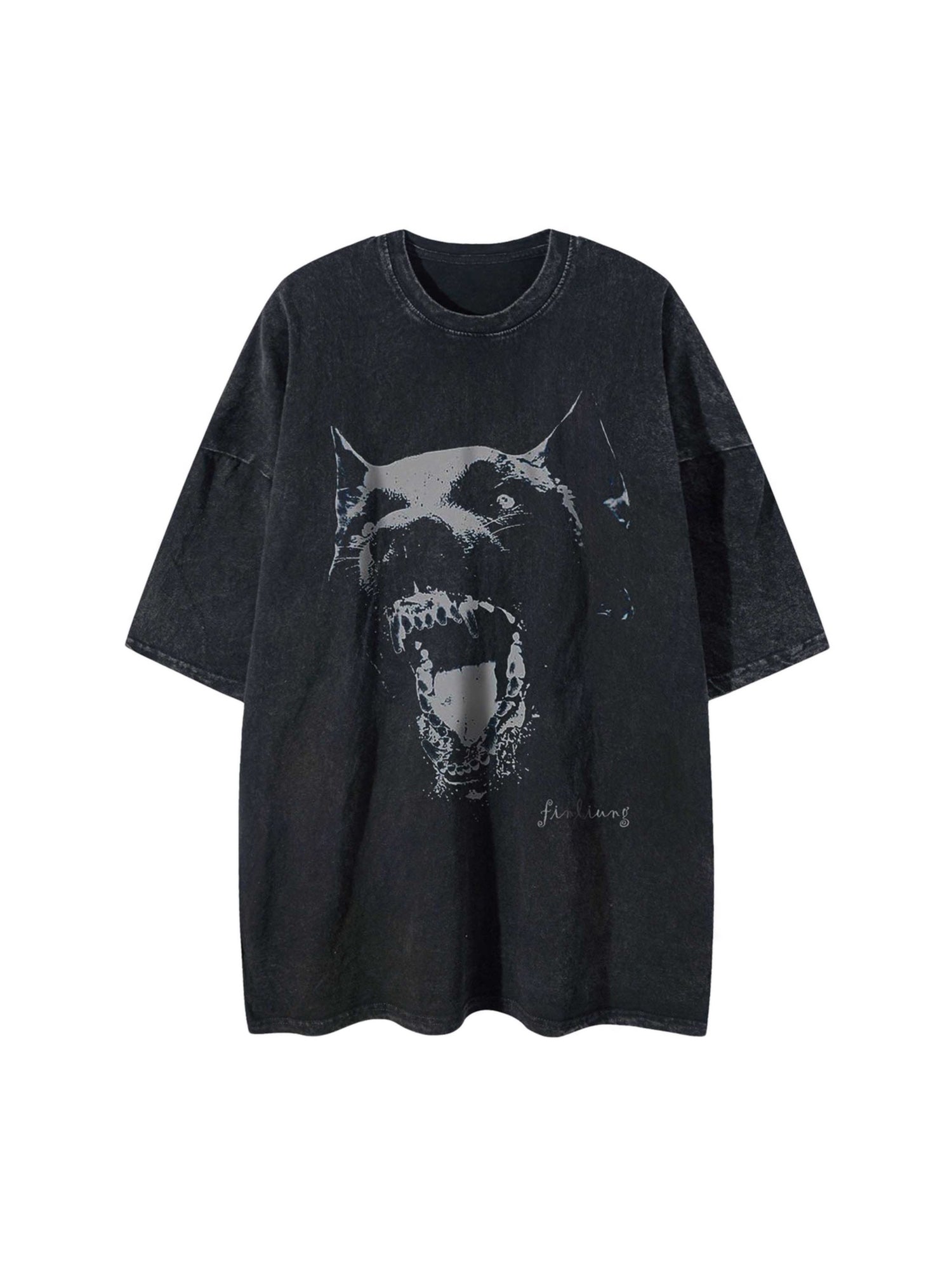 Thesupermade T-Shirt mit verwaschenem Dobermann-Print – 1856 
