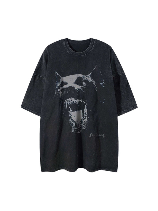 T-shirt délavé imprimé Doberman TheSupermade - 1856
