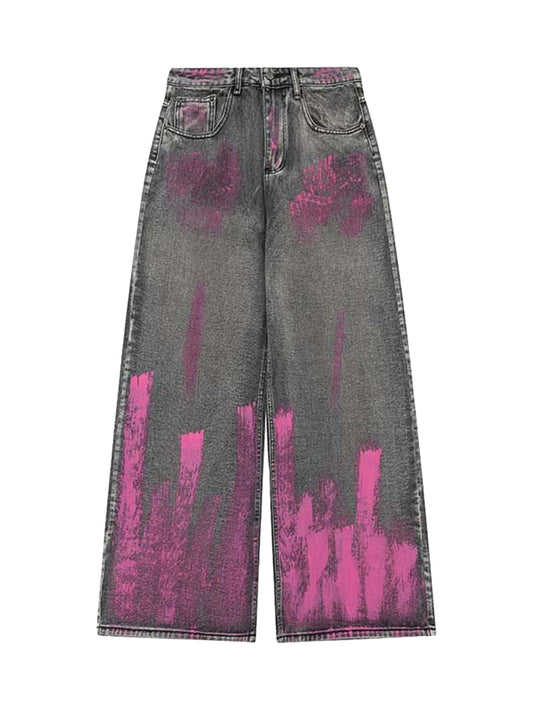 Jean baggy délavé effet vieilli à motif graffiti Thesupermade - 1886