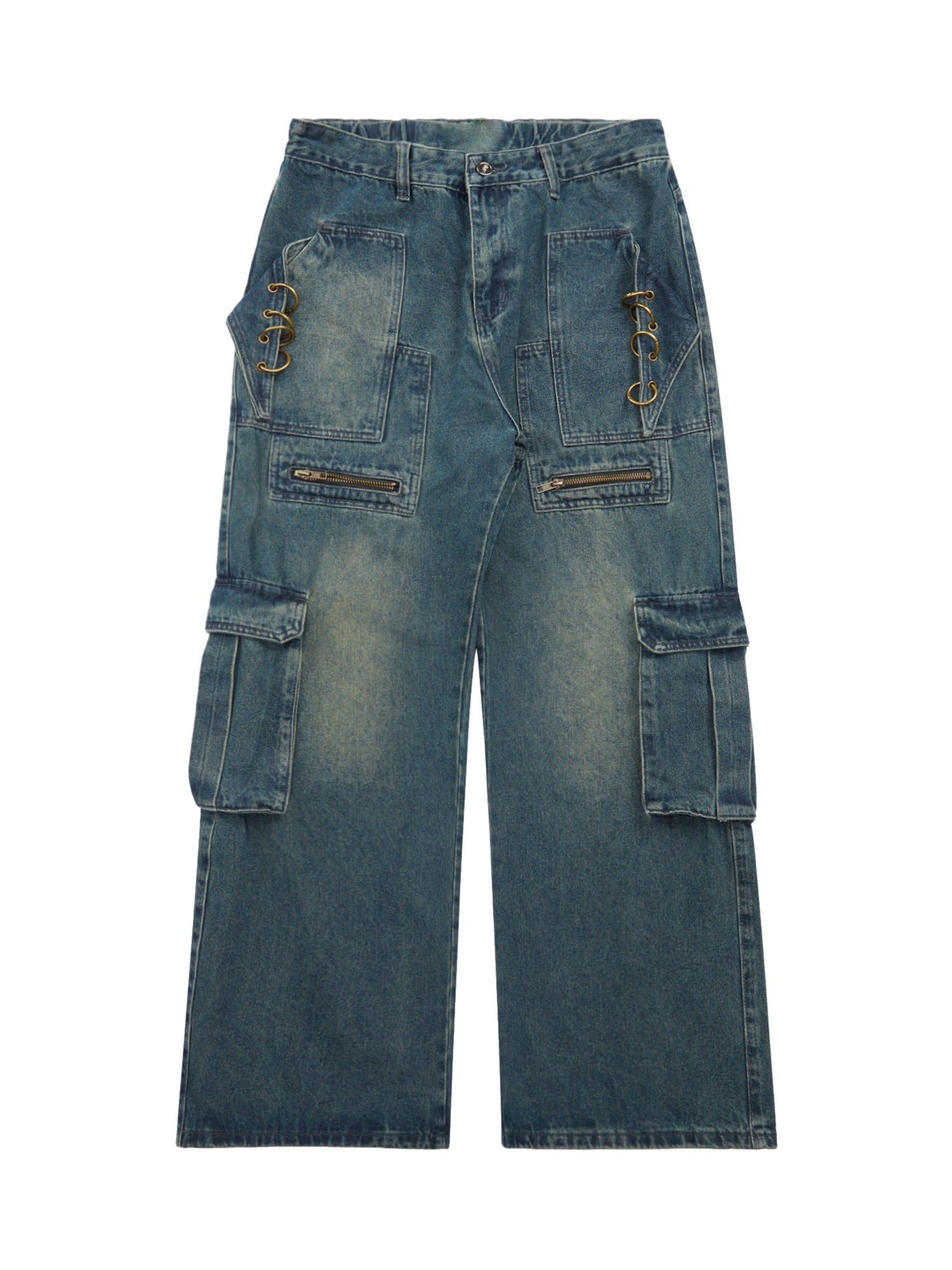 Thesupermade High Street Heavy Duty Design Multi-pocket Jeans