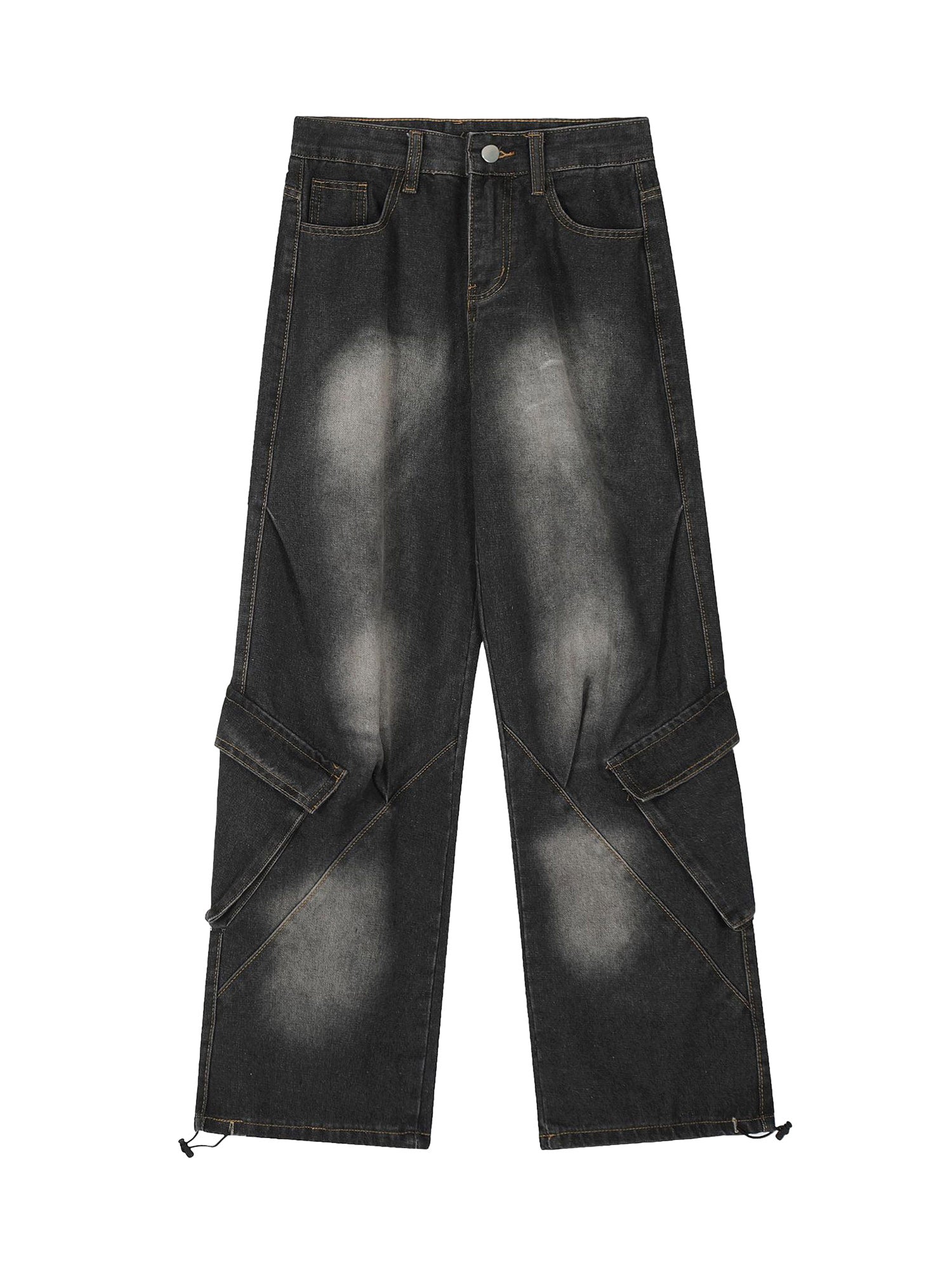 Thesupermade Washed Distressed Workwear Hip-Hop Jeans