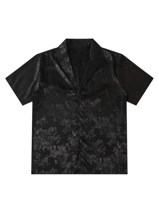 Thesupermade Blätter Muster Schwarze Vintage Shirts 