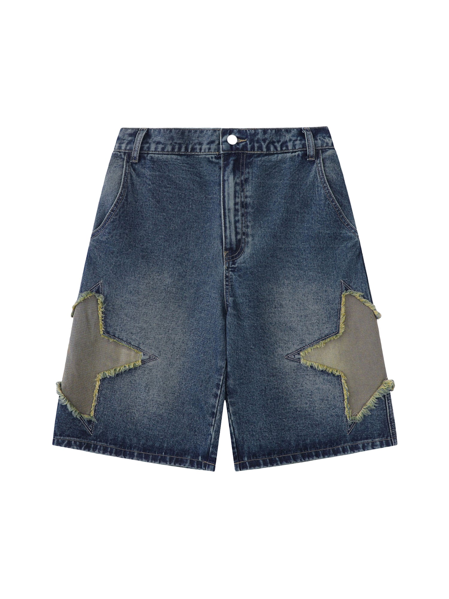 Short en jean brodé étoiles Street Patchwork - 2133