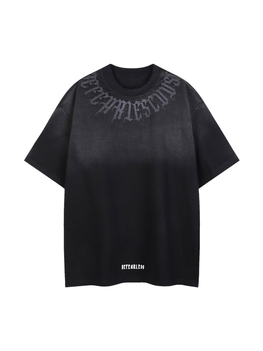 Verwaschenes Oversize-T-Shirt mit Retro-Farbverlauf und Buchstabendruck 