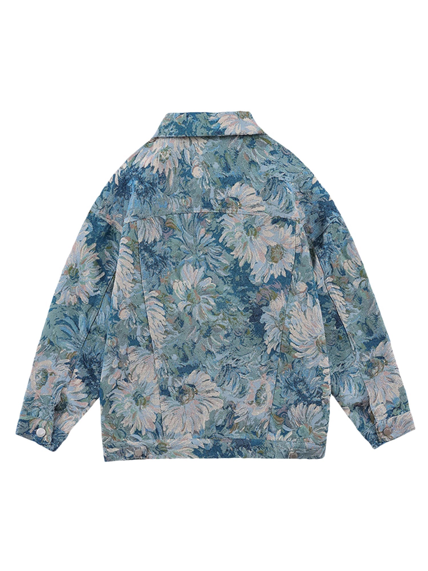 Thesupermade Oil Painting Jacquard Flower Denim Jacket -1286