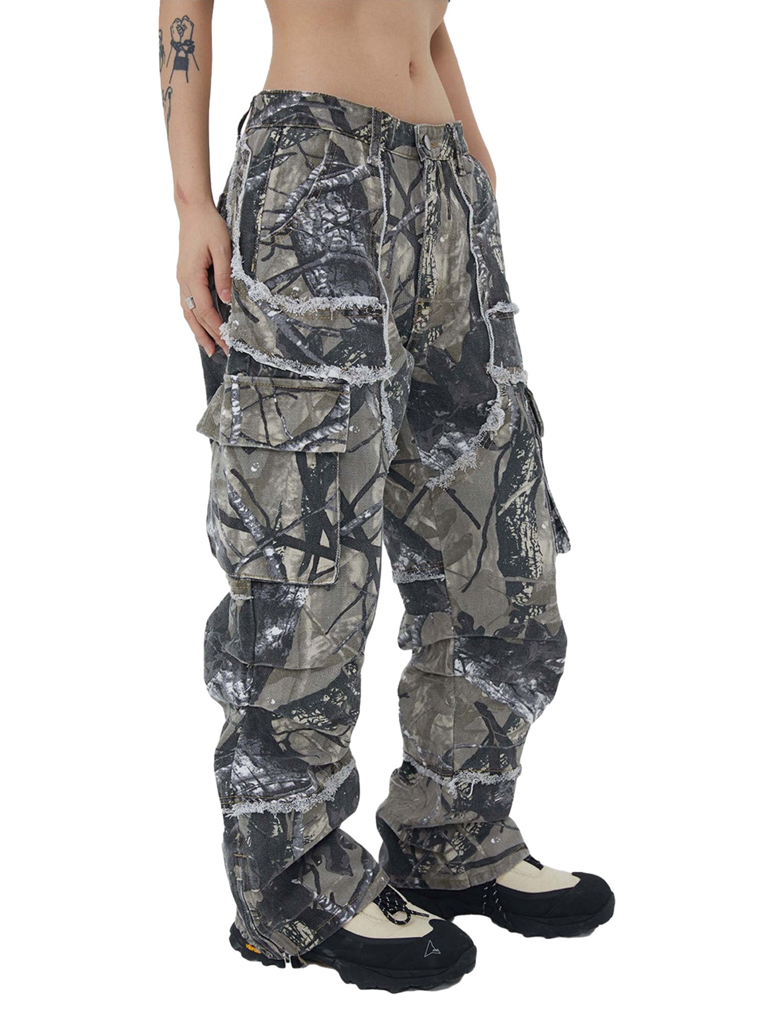 Thesupermade Camouflage Leaf Straight Leg Pants- 1870