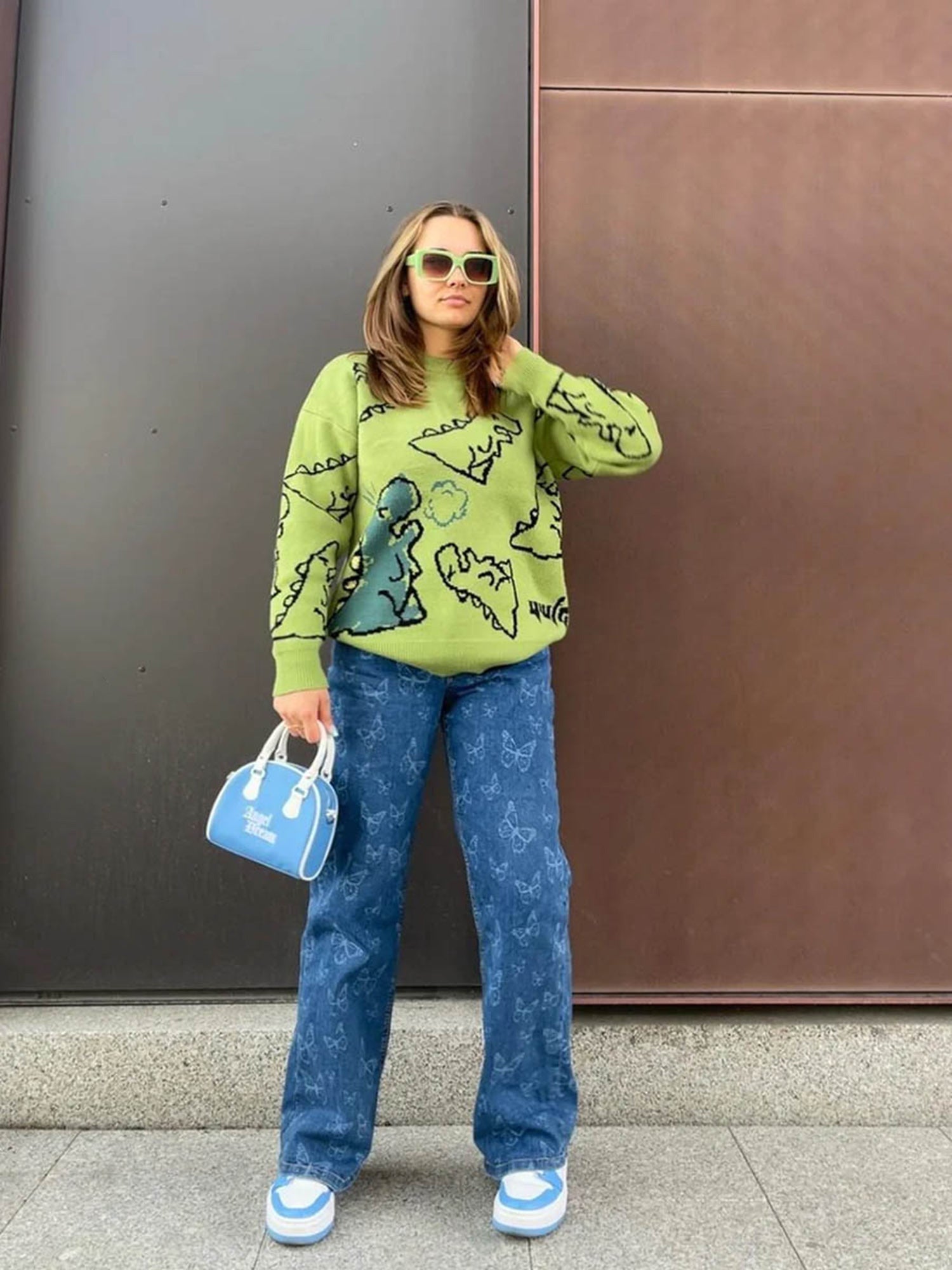 Thesupermade Pullover mit Cartoon-Dinosaurier-Aufdruck – 1004 