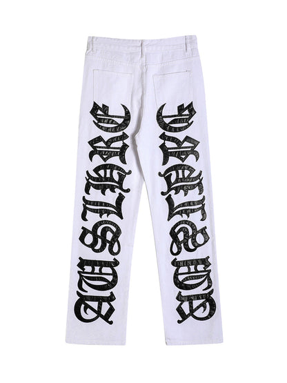 Thesupermade Jeans mit aufgestickten Buchstaben „Burning Text“ – 1478 