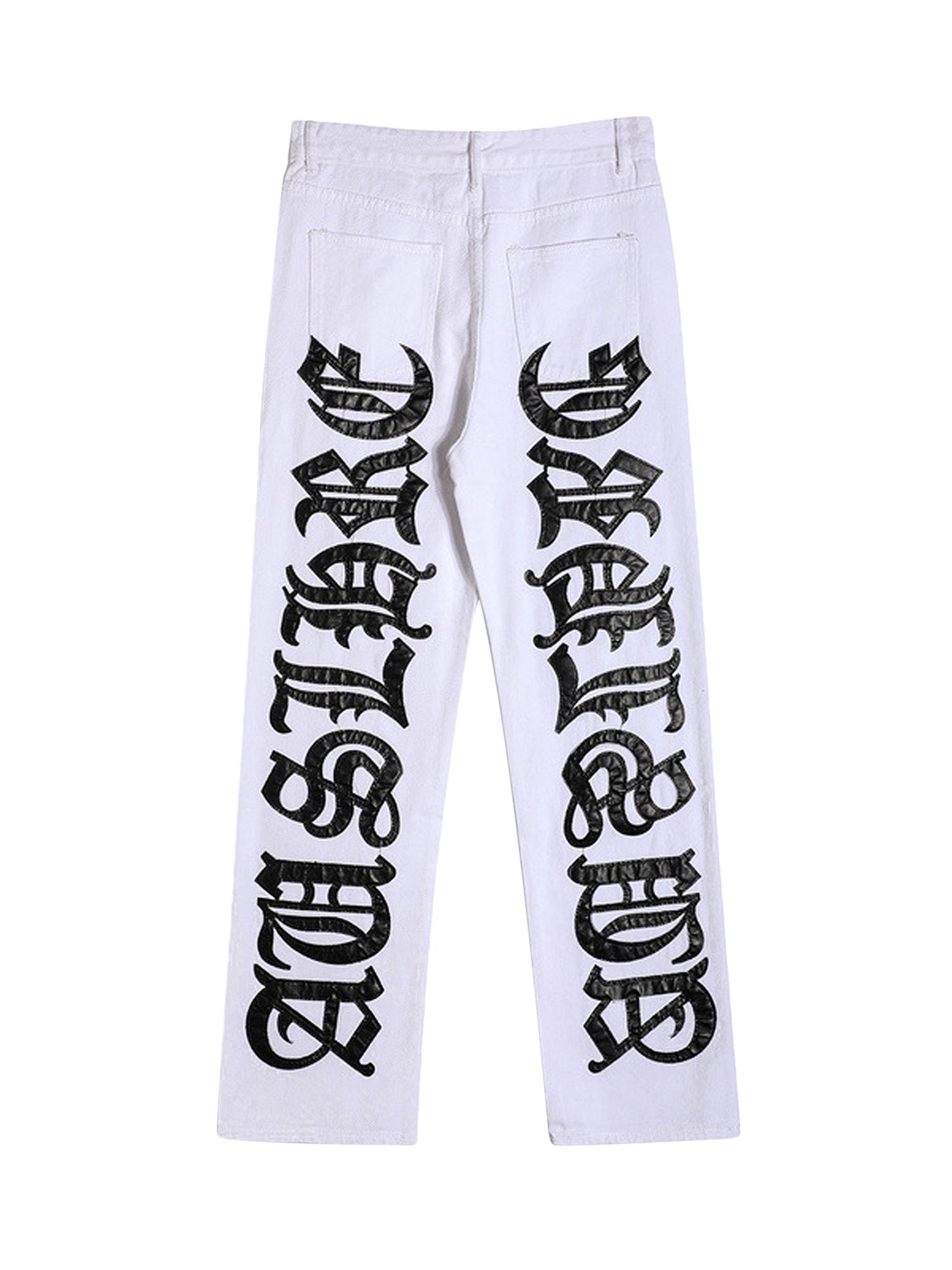 Thesupermade Burning Text Embroidered Letters Jeans -1478