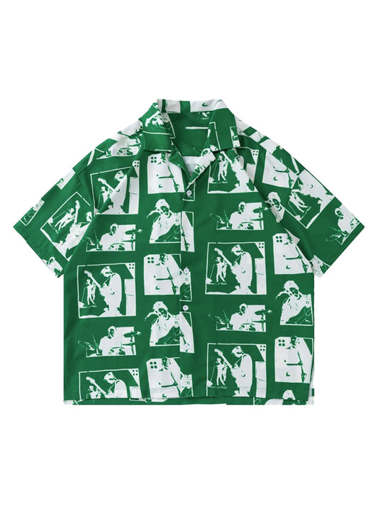 Chemise à manches courtes à motif portrait Thesupermade