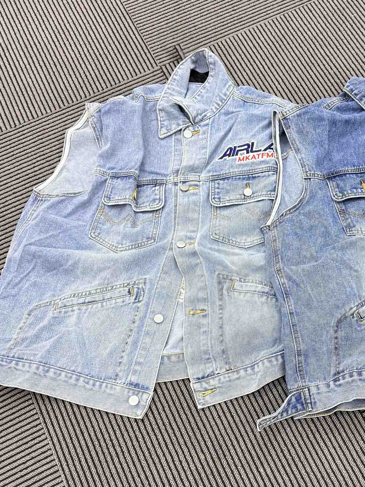 American Retro Washed Printed Denim Vest - 1997