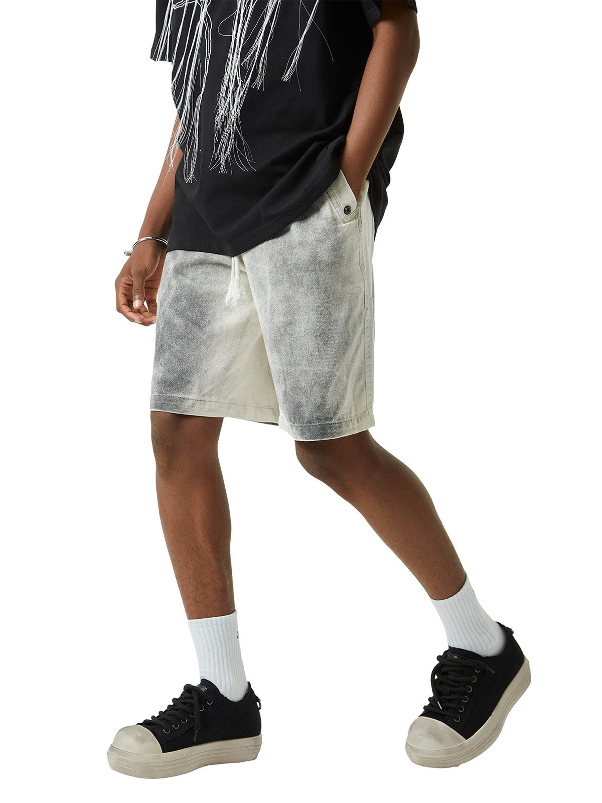 Thesupermade Spray-painted Woodcut Hip-Hop Shorts