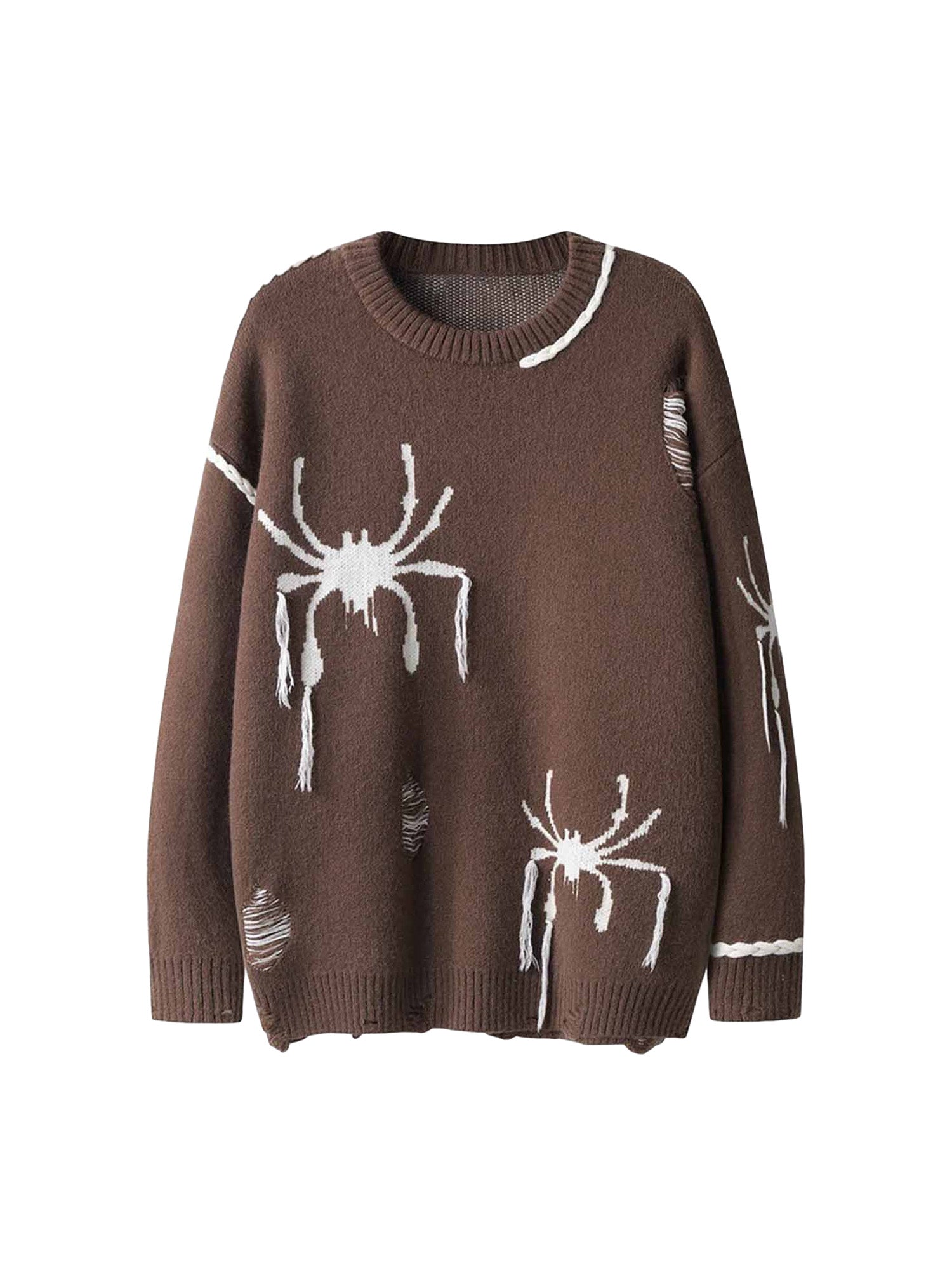 Thesupermade – Oversize-Pullover im Distressed-Look mit Spinnenmuster