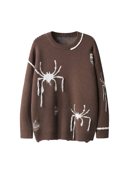 Thesupermade – Oversize-Pullover im Distressed-Look mit Spinnenmuster
