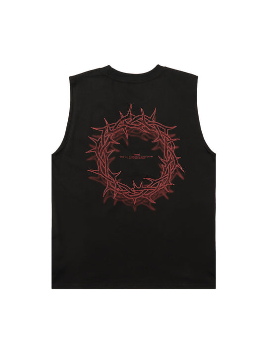 Gilet sans manches style rétro avec motif Thorn Ring de Thesupermade Street Rap