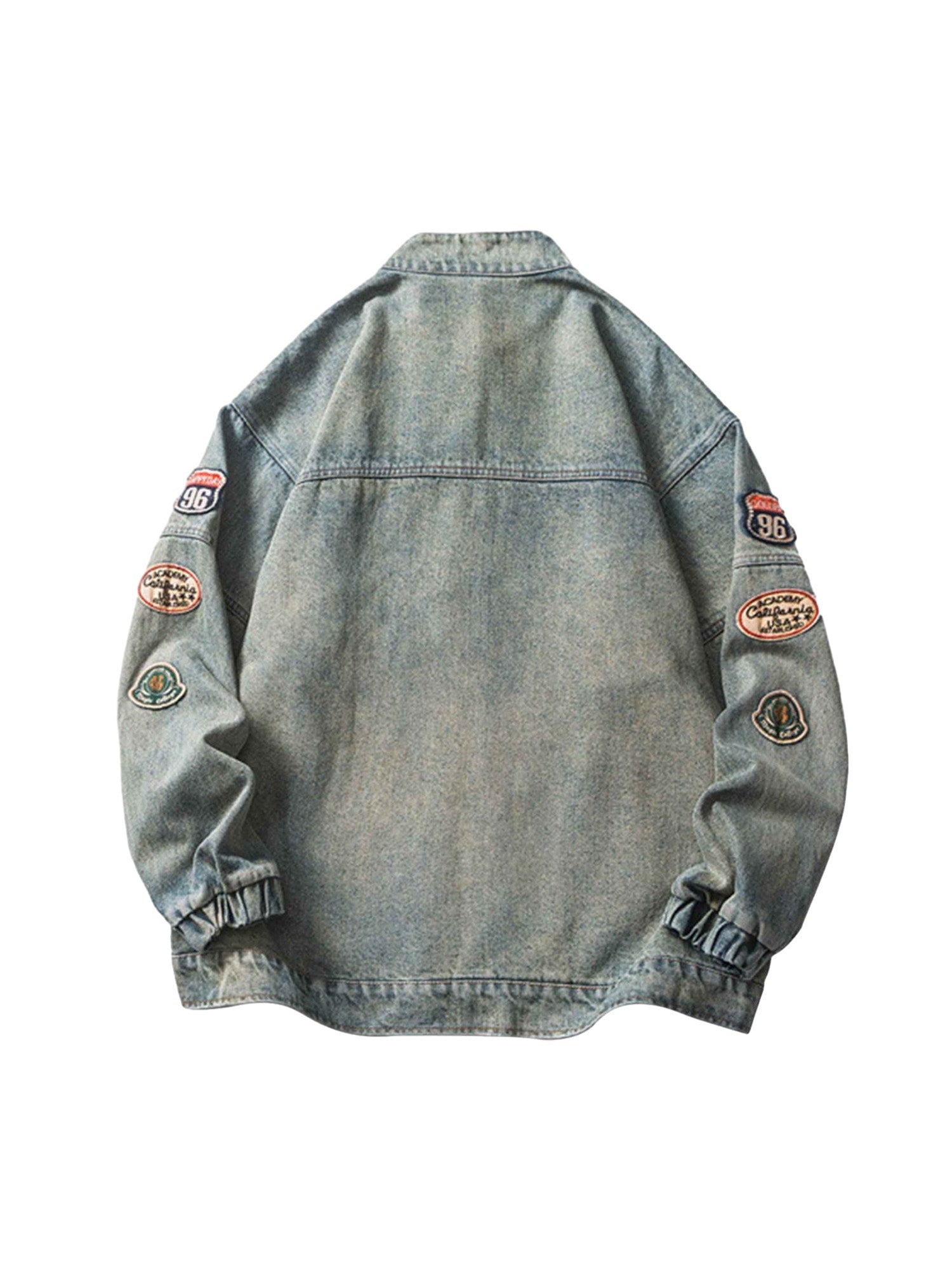 Thesupermade Hip-hop Badge Embroidered Do-over Denim Jacket - 1911