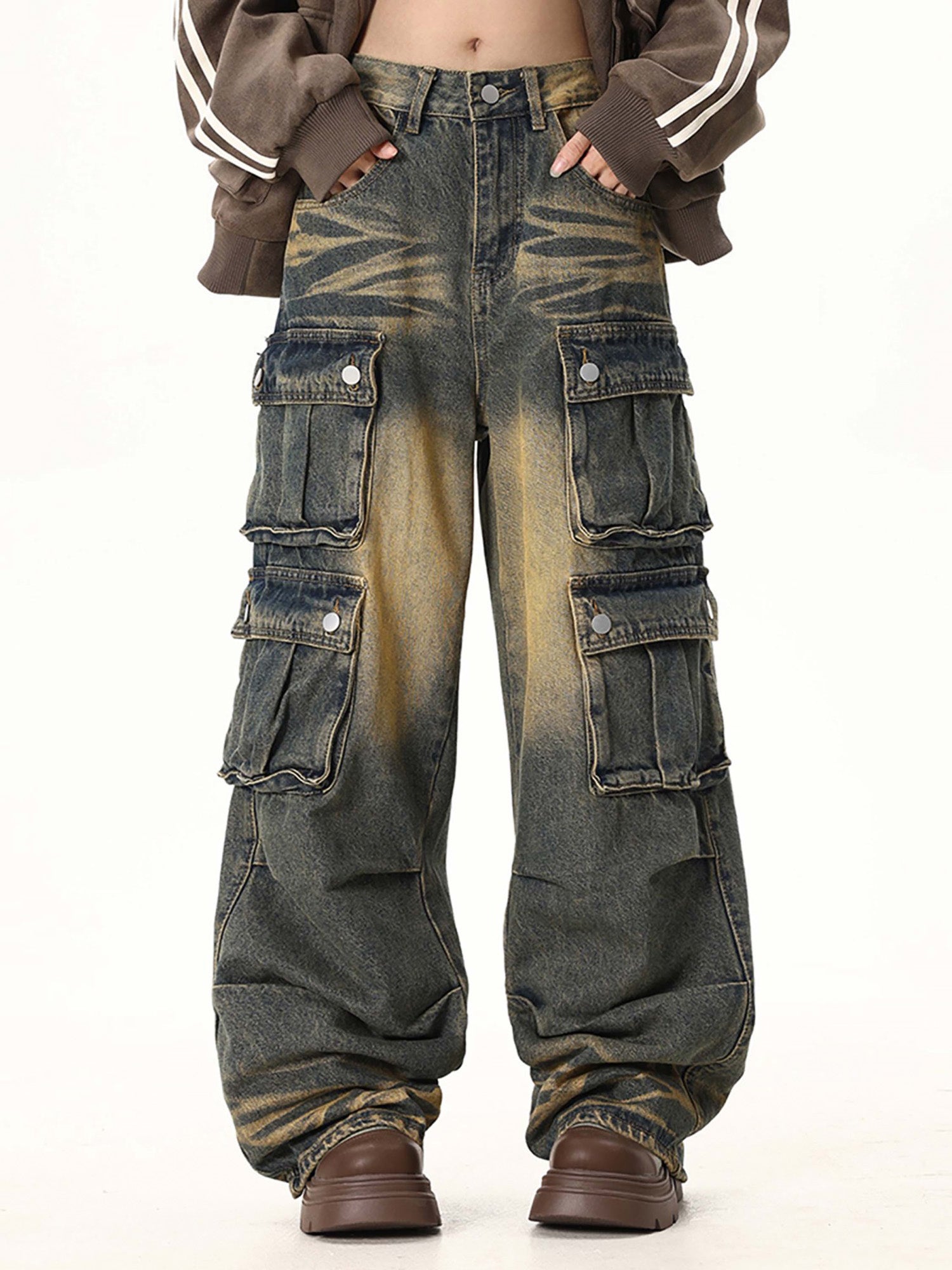 Thesupermade Multi-pocket Cargo Jeans - 1919