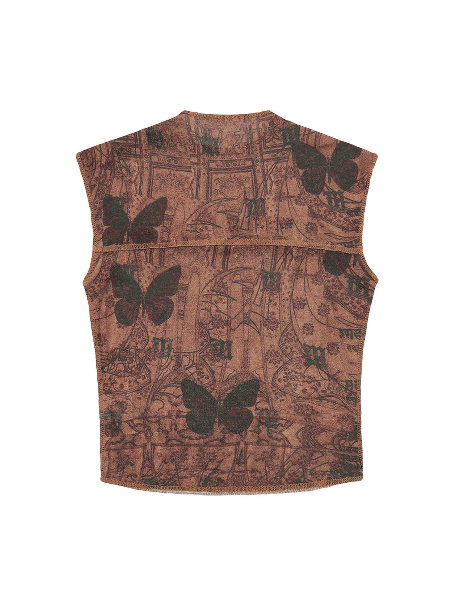 Vintage Butterfly Embroidery Pattern Vest -1605