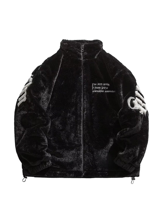 Thesupermade Fleecejacke mit besticktem Straßenbuchstaben – 1838