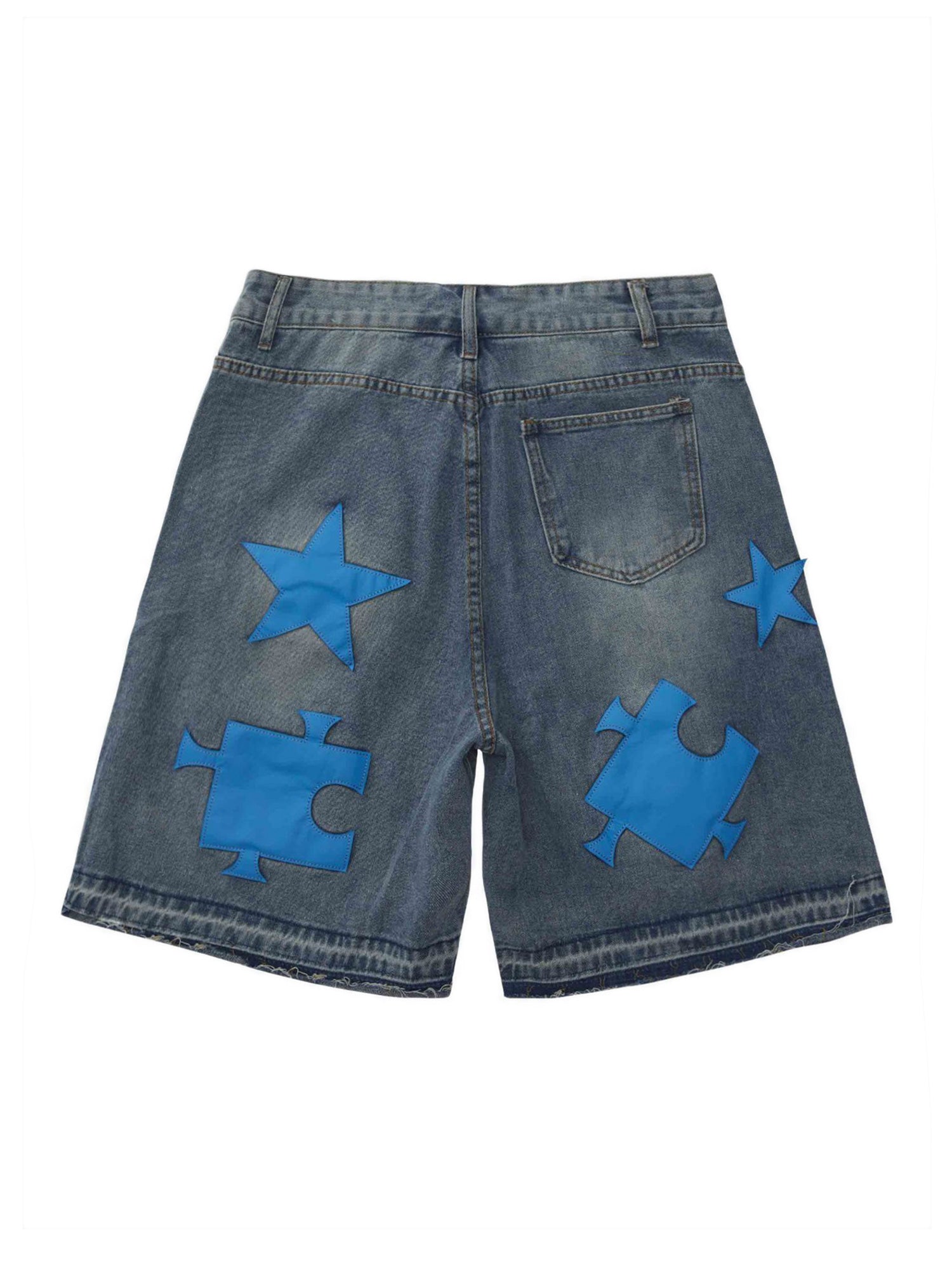 Thesupermade Star Embroidered Denim Shorts