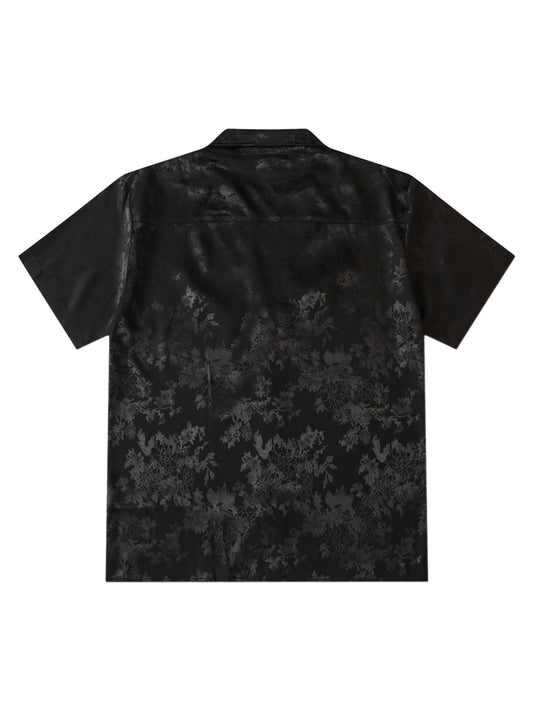 Thesupermade Blätter Muster Schwarze Vintage Shirts 