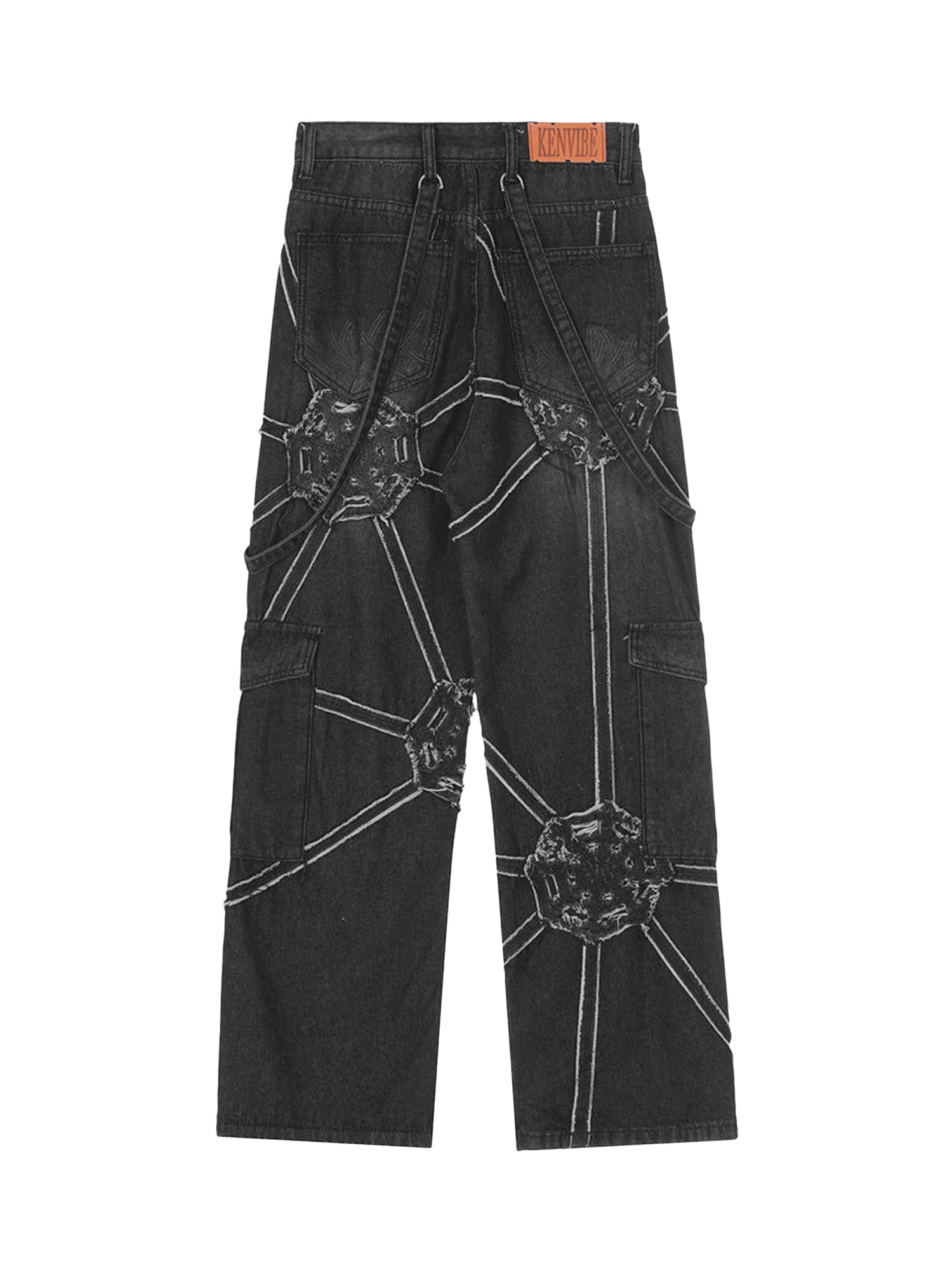 Thesupermade High Street Hip-Hop Spider Web Denim Pants-1512