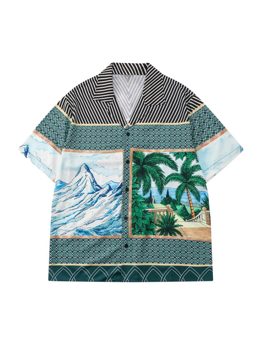 Hip-Hop-Shorts-Set mit Mountain Coconut-Print 