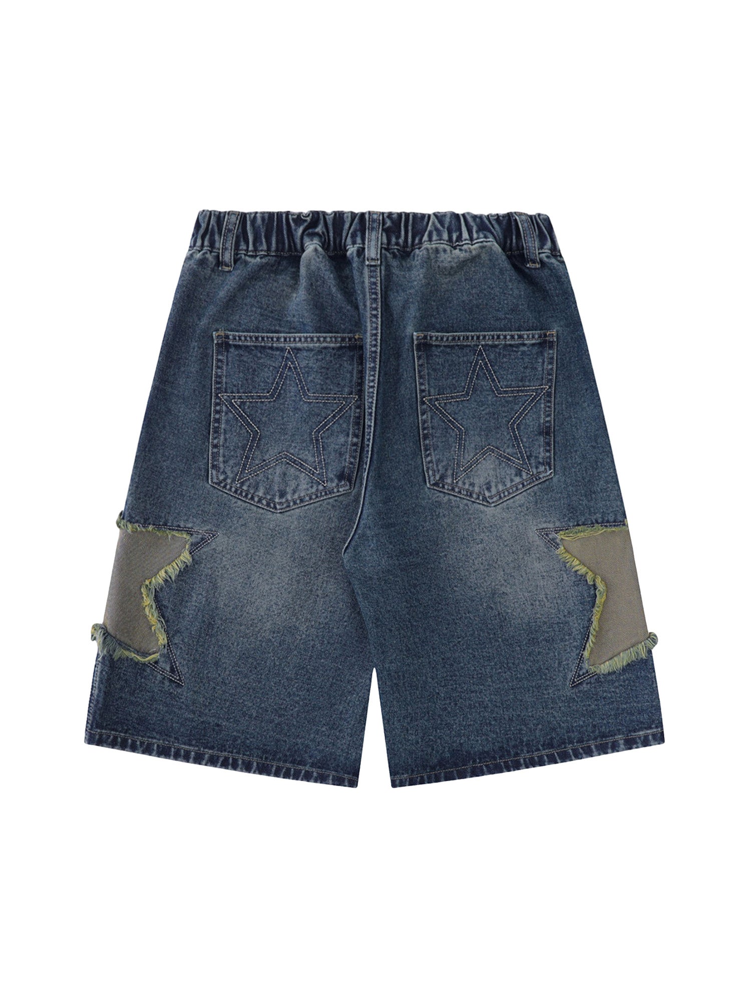 Short en jean brodé étoiles Street Patchwork - 2133
