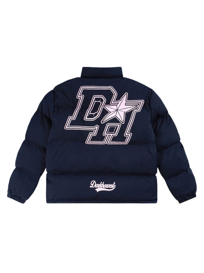 Daunenjacke mit Retro-Buchstaben-Print - 1393 